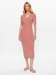 Calvin Klein Sukienka codzienna K20K205752 Beżowy Slim Fit. Brązowe sukienki Calvin Klein, na co dzień, xs, bez wzorów, bez kołnierzyka, bez ramiączek, proste. Za 359.99 zł.