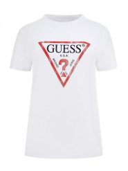 Guess T-Shirt W2BI69 K8FQ1 Biały Regular Fit. Białe t-shirty Guess, s, z aplikacjami, z bawełny, bez kołnierzyka, bez ramiączek. Za 99.99 zł.