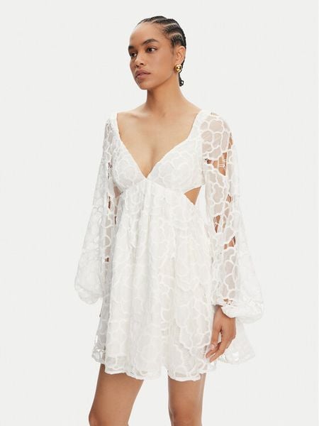 Bardot Sukienka koktajlowa 59858DB1 Biały Regular Fit. Białe sukienki Bardot, bez wzorów, z bawełny, wizytowe, bez kołnierzyka, bez ramiączek. Za 529.99 zł.