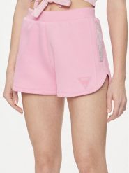 Guess Szorty materiałowe Kiara V4GD16 FL04P Różowy Regular Fit. Czerwone szorty Guess, z aplikacjami, z materiału. Za 209.99 zł.