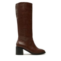 Kozaki Call It Spring. Brązowe kozaki Call it Spring, bez wzorów, bez obcasa, na słupku, bez zapięcia. Za 469.99 zł.