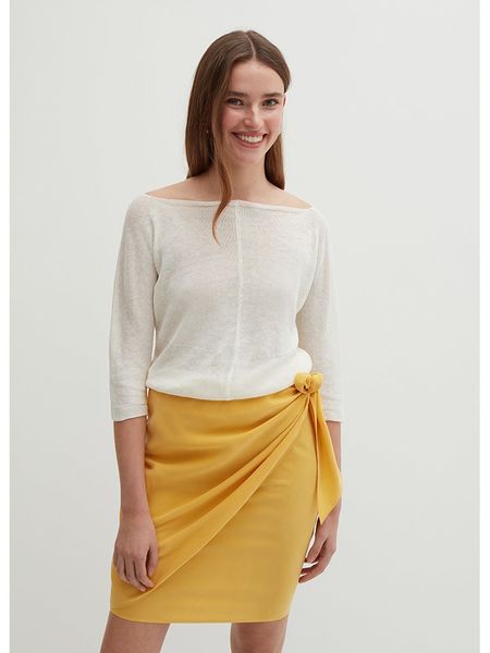 STEFANEL Lniany sweter w kolorze kremowym rozmiar: L. Brązowe swetry Stefanel, l, bez wzorów, ze lnu, bez ramiączek. Za 123.25 zł.