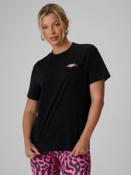 4F T-shirt loose z nadrukiem damski - czarny XS. Czarne t-shirty sportowe 4f, s, bez wzorów, z bawełny, bez ramiączek, trekkingowe. Za 79.99 zł.