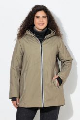 Damskie Kurtka funkcyjna HYPRAR wodoodporna trapezowy krój kaptur. Brązowe kurtki Ulla Popken, plus size, bez wzorów, z materiału, z kapturem. Za 699.99 zł.