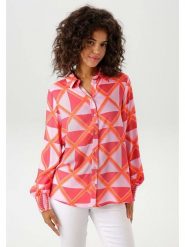 Aniston Bluzka w kolorze czerwono-pomarańczwo-jasnoróżowym rozmiar: 46. Czerwone bluzki Aniston, bez wzorów, z wiskozy, bez kołnierzyka, bez ramiączek. Za 96.45 zł.