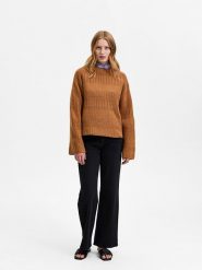 SELECTED FEMME Sweter "Fry" w kolorze karmelowym rozmiar: XL. Brązowe swetry Selected Femme, xl, bez wzorów, z wełny, bez ramiączek. Za 95.01 zł.