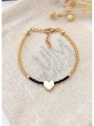 Atelier MIU Pozłacana bransoletka z elementem ozdobnym rozmiar: onesize. Czarne bransoletki atelier MIU, z perłą, pozłacane. Za 30.99 zł.