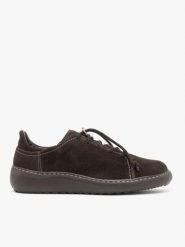 Ciemnobrązowe sportowe półbuty. Brązowe buty sportowe lifestyle Ryłko, bez wzorów, ze skóry, sportowe, z okrągłym noskiem, bez zapięcia. Za 449.99 zł.