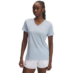 Under Armour koszulka sportowa damska Tech V-Neck - M/38. Białe t-shirty sportowe Under Armour, m, bez wzorów, z materiału, bez ramiączek, do biegania. Za 321.99 zł.