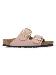 Birkenstock Skórzane klapki "Arizona" w kolorze jasnoróżowym rozmiar: 36. Różowe klapki Birkenstock, bez wzorów, klasyczne, z otwartym noskiem, bez obcasa, bez zapięcia. Za 460.12 zł.