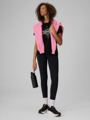 4F Legginsy dzianinowe damskie - czarne M. Czarne legginsy 4f, bez wzorów, z dzianiny, sportowe. Za 129.99 zł.