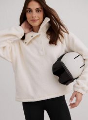 Damska bluza oddychająca z futerkową podszewką Polar Fleece Long Sleeve kremowa. Białe bluzy bez kaptura AIM'N, m, z aplikacjami, z materiału, bez kaptura, trekkingowe. Za 508.00 zł.