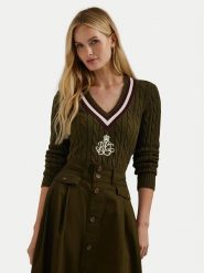 LAUREN RALPH LAUREN Sweter 200951624001 Zielony Regular Fit. Zielone swetry Lauren Ralph Lauren, xl, bez wzorów, z bawełny, bez ramiączek. Za 899.99 zł.