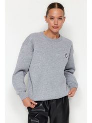 Trendyol Bluza w kolorze szarym rozmiar: S. Szare bluzy Trendyol, s, bez wzorów, bez ramiączek, bez kaptura. Za 152.99 zł.