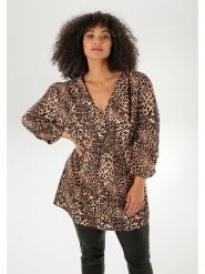 Aniston Bluzka w kolorze jasnobrązowo-czarnym rozmiar: 54. Brązowe bluzki Aniston, bez wzorów, z wiskozy, bez kołnierzyka, bez ramiączek. Za 82.99 zł.