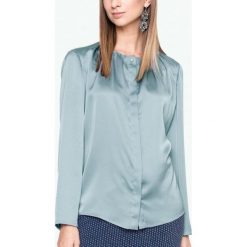 Satynowa bluzka z ozdobnym dekoltem Potis & Verso SA RIVA. Niebieskie t-shirty sportowe Potis&Verso, s, z aplikacjami, z materiału, bez ramiączek. W wyprzedaży za 199.00 zł.