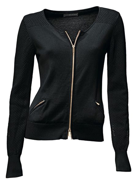 Heine Kardigan w kolorze czarnym rozmiar: 40. Czarne swetry Heine, bez wzorów, z bawełny, bez ramiączek. Za 153.34 zł.