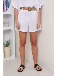 Rodier Lin Lniane szorty w kolorze białym rozmiar: 38/40. Białe szorty Rodier Lin, bez wzorów, ze lnu. Za 130.99 zł.