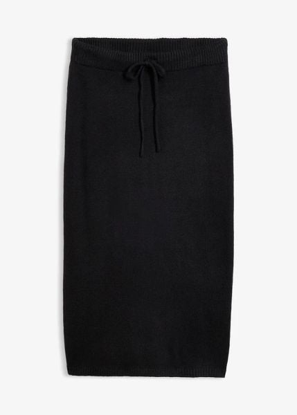 Spódnica dzianinowa. Czarne spódnice bonprix, na co dzień, bez wzorów, z dzianiny. Za 129.99 zł.