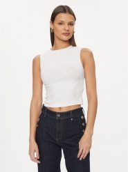 Guess Bluzka Ofelia W4GP52 KBYN0 Biały Regular Fit. Białe bluzki Guess, xl, z aplikacjami, z syntetyku, bez kołnierzyka, bez ramiączek. Za 99.99 zł.