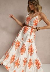 Pomarańczowa Rozkloszowana Sukienka z Wiskozy w Stylu Boho Terazi. Brązowe sukienki Renee, na co dzień, m, bez wzorów, z wiskozy, boho, bez kołnierzyka, bez ramiączek, maxi, proste. W wyprzedaży za 55.99 zł.