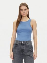 Noisy May Top Maya 27033135 Niebieski Tight Fit. Niebieskie topy Noisy May, l, bez wzorów, z bawełny, bez kołnierzyka, bez ramiączek. Za 49.99 zł.