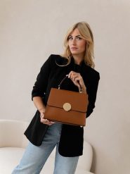 Lia Biassoni Skórzana torebka "Ensa" w kolorze karmelowym - 26 x 22 x 12 cm rozmiar: onesize. Brązowe torebki klasyczne Lia Biassoni, bez wzorów, z materiału, przez ramię, bez dodatków. Za 304.99 zł.