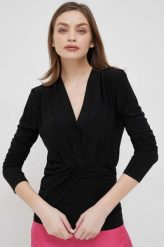 Sisley bluzka damska kolor czarny gładka. Czarne bluzki Sisley, l, bez wzorów, bez kołnierzyka, bez ramiączek. Za 229.99 zł.