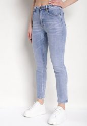 Jasnoniebieskie Jeansy Skinny z Wysoką Talią Anelava. Niebieskie jeansy Born2be, bez wzorów, z jeansu, biznesowe. W wyprzedaży za 84.99 zł.