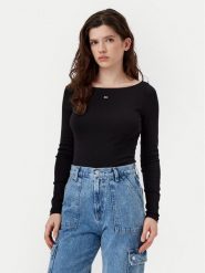 Tommy Jeans Bluzka DW0DW21350 Czarny Slim Fit. Czarne bluzki Tommy Jeans, l, bez wzorów, z bawełny, bez kołnierzyka, bez ramiączek. Za 119.99 zł.