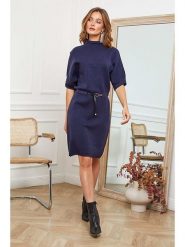 Joséfine Sukienka dzianinowa "Beka" w kolorze granatowym rozmiar: L. Niebieskie sukienki Joséfine, na co dzień, l, bez wzorów, z dzianiny, bez kołnierzyka, bez ramiączek, midi, proste. Za 170.87 zł.