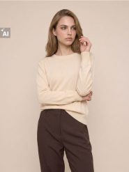 Jednolity sweter z wełną - kremowy. Białe swetry Sinsay, l, bez wzorów, z wełny, bez ramiączek. Za 79.99 zł.