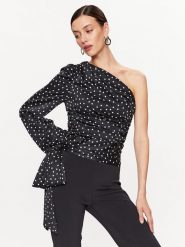 Pinko Bluzka Thira 100227 A0ZI Czarny Regular Fit. Czarne bluzki Pinko, bez wzorów, z syntetyku, bez kołnierzyka, bez ramiączek. Za 769.99 zł.