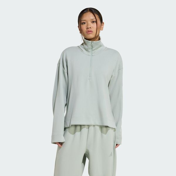 Bluza Soft Lux Quarter-Zip. Czarne bluzy adidas, xl, bez wzorów, z bawełny, eleganckie, bez ramiączek, bez kaptura. Za 299.00 zł.