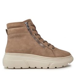 Botki Caprice. Brązowe botki Caprice, bez wzorów, bez obcasa, na płaskiej podeszwie, bez zapięcia. Za 259.99 zł.