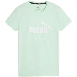 T-shirt Damski Logo Essential. Zielone t-shirty Puma, s, bez wzorów, sportowe, bez kołnierzyka, bez ramiączek. Za 128.99 zł.