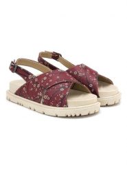 Goby Skórzane sandały w kolorze beżowo-ciemnoczerwonym rozmiar: 36. Brązowe sandały Goby, bez wzorów, klasyczne, z otwartym noskiem, bez obcasa, bez zapięcia. Za 152.99 zł.