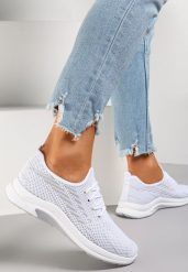 Białe Siateczkowe Buty Sportowe na Piankowej Podeszwie Linidas. Białe buty sportowe lifestyle Renee, bez wzorów, przed kostkę, bez zapięcia. W wyprzedaży za 39.99 zł.