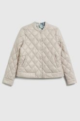 Krótka pikowana kurtka beżowa. Brązowe kurtki MOODO, bez wzorów, z poliamidu, bez kaptura. Za 199.99 zł.