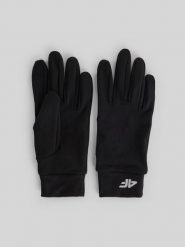 4F Rękawiczki dzianinowe Touch Screen uniseks - czarne XS. Czarne rękawiczki 4f, bez wzorów, z dzianiny, sportowe. Za 59.99 zł.