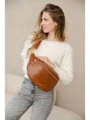 Anna Morellini Skórzana saszetka "Lorenza" w kolorze jasnobrązowym - 36 x 22 x 12 cm rozmiar: onesize. Brązowe nerki i saszetki Anna Morellini, bez wzorów, z materiału, sportowe, bez dodatków. Za 279.78 zł.