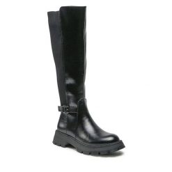 Kozaki Jenny Fairy. Czarne kozaki Jenny Fairy, bez wzorów, bez obcasa, na płaskiej podeszwie, bez zapięcia. Za 159.99 zł.