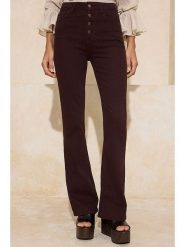 Trendyol Dżinsy - Flare fit - w kolorze brązowym rozmiar: 34. Brązowe jeansy Trendyol, bez wzorów, klasyczne, z podwyższonym stanem. Za 96.37 zł.