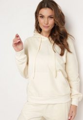 Jasnobeżowa Bluza Zakładana przez Głowę z Kapturem i Kieszenią Typu Kangur Roveria. Brązowe bluzy Born2be, l, bez wzorów, z dzianiny, casualowe, bez ramiączek, z kapturem. W wyprzedaży za 29.74 zł.