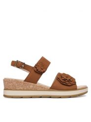 Caprice Sandały 9-28711-46 Brązowy. Brązowe sandały Caprice, bez wzorów, z nubiku, bez obcasa, na koturnie, bez zapięcia. Za 235.99 zł.