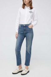 Lauren Ralph Lauren jeansy damskie high waist. Niebieskie jeansy Lauren Ralph Lauren, bez wzorów, z jeansu, z podwyższonym stanem. Za 799.99 zł.