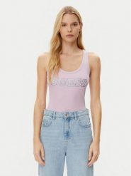 Guess Top W5GP29 KA0H1 Różowy Regular Fit. Czerwone topy Guess, m, z aplikacjami, z bawełny, bez kołnierzyka, bez ramiączek. Za 159.99 zł.