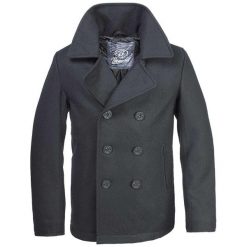 Płaszcz Brandit Pea. Czarne płaszcze Brandit, s, bez wzorów, z materiału, eleganckie, bez kaptura. Za 444.45 zł.