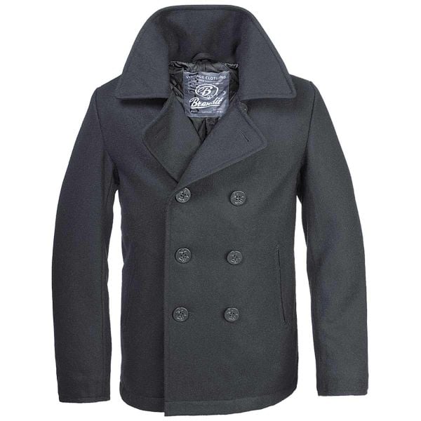 Płaszcz Brandit Pea. Czarne płaszcze Brandit, s, bez wzorów, z materiału, eleganckie, bez kaptura. Za 444.45 zł.