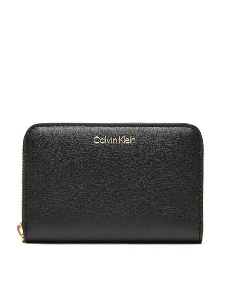 Calvin Klein Portfel Foil Logo Medium Zip Around LV04F1091G Czarny. Czarne portfele Calvin Klein, bez wzorów, ze skóry. Za 139.99 zł.